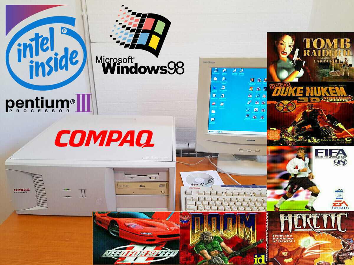 Vintage Gaming COMPAQ Deskpro EP 6400 64MB Computer, Windows 98SE, MS-DOS